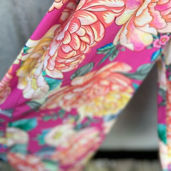 Farm Rio Anthropologie Eulalie pink floral Wide-Leg Jumpsuit size small boho - Picture 8 of 9